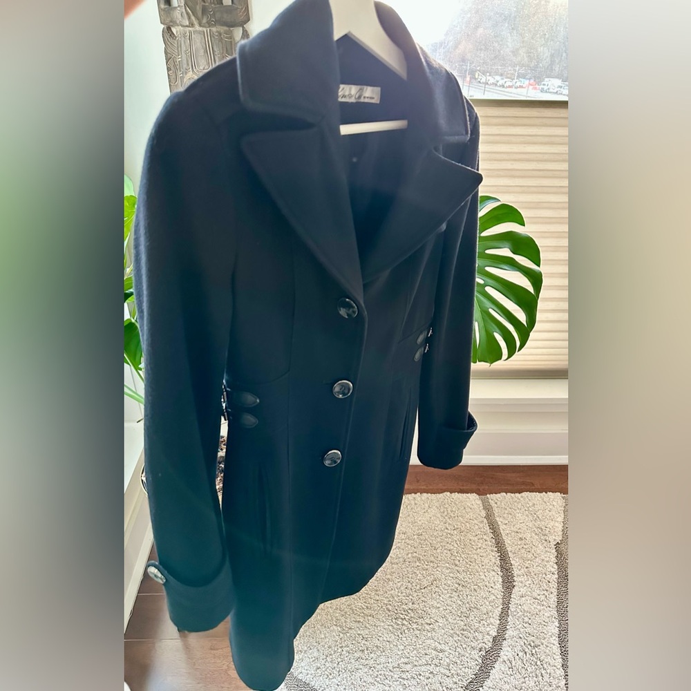 Kenneth Cole New York Single Breasted Wool Blend Coat
